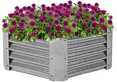 Sunnydaze 40" Hexagon Galvanized Steel Raised Garden Bed Kit - Outdoor Metal Planter for Plants and Vegetables - Silver