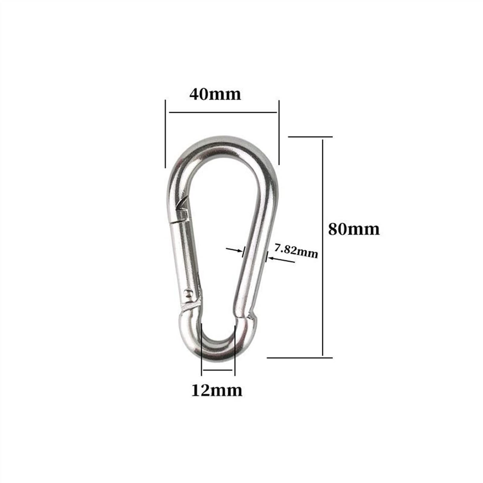 Karabinki z blokadą. 80 * 8mm Wytrzymały Karabinek Sprężynowy Karabinek EDC Klamra Bezpieczeństwa Do Wspinaczki Sport Joga Hamak Huśtawka Breloki Utrzymuje Do 230 kg(3 Pieces)