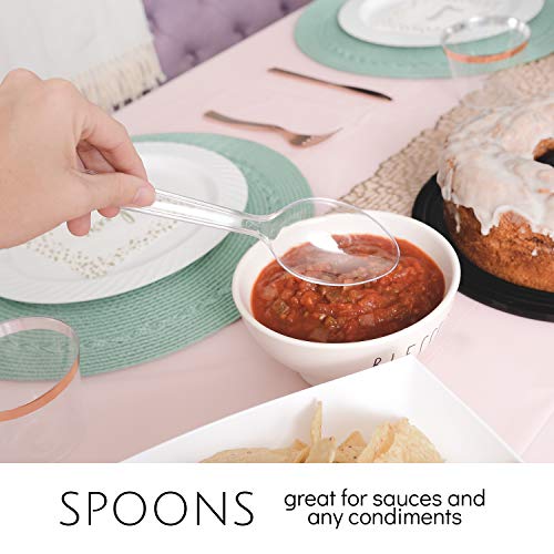 image for Plasticpro Disposable Plastic Serving Utensils Set of 12, 3 Spoons, 3 