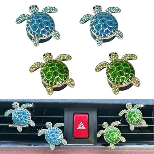 Image of 4pcs Cute Sea Turtles Car Air Vent Diffuser - Clip-On Fragrance Air Freshener for Cars with Replaceable Refills, Adorable Animal Car Vent Clip for SUV & Truck (Blue Green, Ocean)