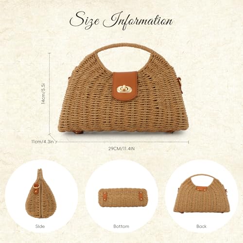 Bolso tote de mimbre para mujer estilo verano miniatura 4