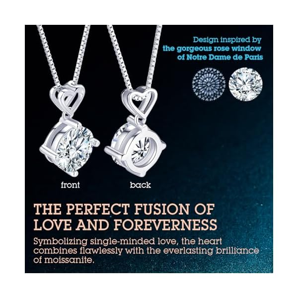 Heart Pendant Necklace Gifts for Wife, 1-6 Carat Moissanite Women's Pendant Necklace, Wedding Anniversary Eternity Jewelry Present for Wife, Birthday Gifts for Her - Image 5