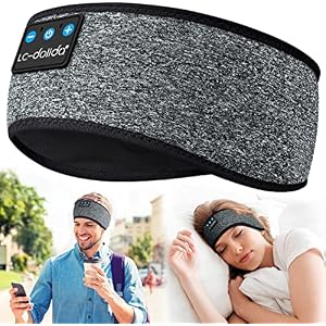 LC-dolida Sleep Headphones Headband Bluetooth 5.4, Sports Headband Earphones Wireless with Speaker Microphone USB C for Sleeping Gift Workout Jogging Yoga Insomnia Travel Meditation, Ash Gre