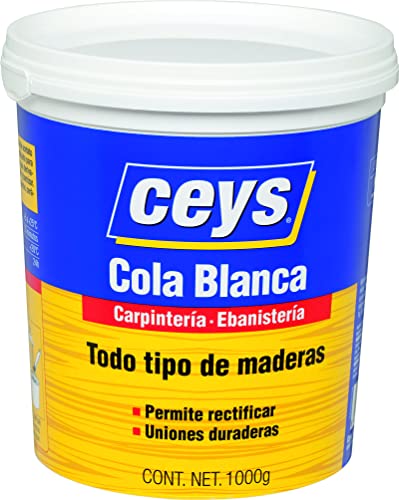 Ceys - Cola blanca para madera - Ideal para trabajos de carpintería, bricolaje, montaje y ensamblaje - Bote 1KG
