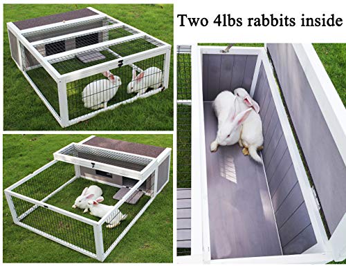 image for Rockever Tortoise House Habitat Wooden, Chicken Coop with Run Rabbit H