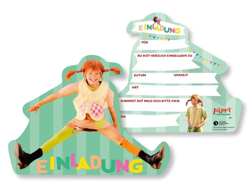 Pippi Langstrumpf - XXL-Party-Deko-Set für 8 Kinder