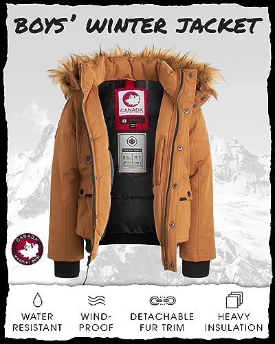 CANADA WEATHER GEAR Boys' Winter Coat - Heavyweight Bomber Parka Ski Jacket (Size: 8-20)2