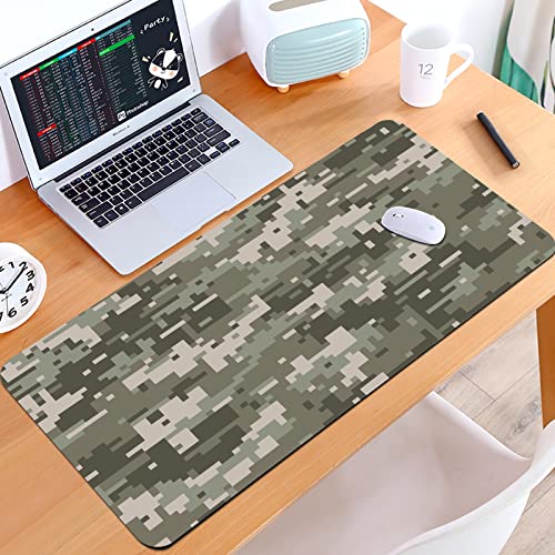 SHIVNAMI Alfombrilla Raton Grande Gaming Mouse Pad,Camuflaje, patrón de Atuendo monocromático Que Oculta el Estampado temático The,Lavable, Antideslizante Diseñada para Gamers, Trabajo de Oficina