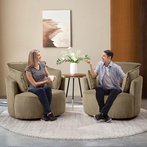 Chorlenimi Swivel Accent Chair Round Barrel Armchair Upholstered Living Room