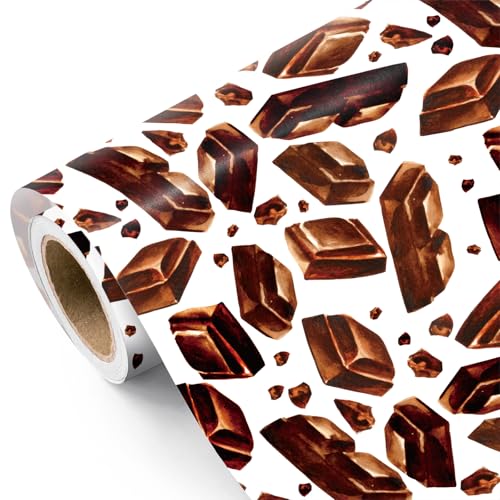 WRAPAHOLIC Chocolate Wrapping Paper Roll - Mini Roll - 17 Inch x 16.5 Feet - Sweet Chocolate Candy Wrapping Paper for Birthdays Valentines Day Candy Lovers Baby Shower