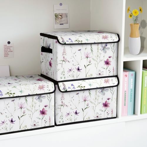 Image of Stackable Storage Bins with Lids,Closet Organizers Fabric Box for Home and Office,Blanket Clothes Organizers,Under Bed Storage Containers 3 Pack