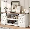 AMERLIFE 66” TV Stand for 65 Inch TV, Farmhouse Entertainment Center with Storage Cabinets and Adjustable Shelf & Feet, Modern TV Console Table for Living Room or Bedroom, Rustic White & Honey Brown #2