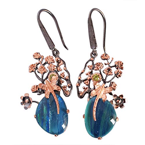 Boucles d'oreilles opale de feu verte argent pour vos soirées