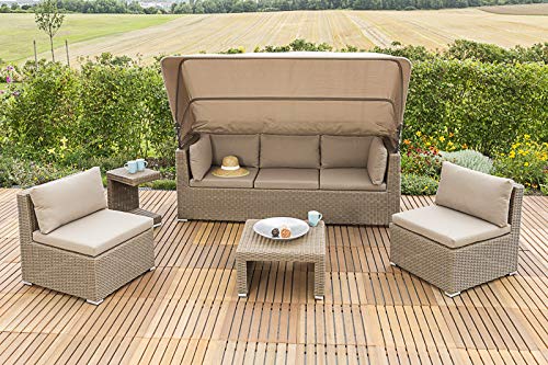 Preisvergleich Produktbild MERXX Livorno Lounge Set, Verschiedene Aufstellmöglichkeiten, mit Dach und Kissen