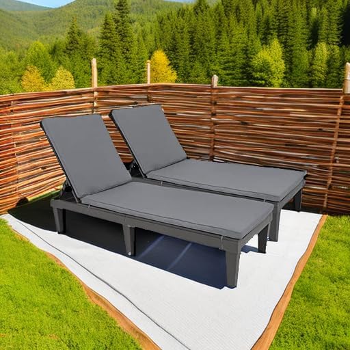 Miniatura 6 de YITAHOME - Tumbonas para exteriores con cojín y respaldo ajustable tumbonas resistentes para patio junto a la piscina fácil montaje impermeables y