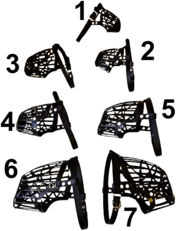 Image of RvPaws Anti Biting Dog Muzzle Basket Cage Design Plastic Pet Muzzle Comfortable Barking Easy to Adjust Quick Release Buckle (No-7, XX-Large)