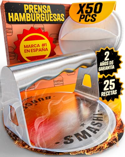 Smashi Smasher Para Smash Burger En Acero Inoxidable 304 Prensa De Hamburguesas 50 Papeles Antiadherentes Herramienta Profesional Para Aplastar Hamburguesas Estilo Smash