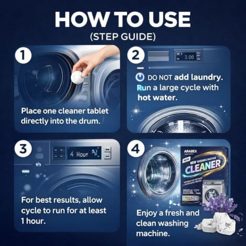 Image of Washing Machine Cleaner Tablets (16Tablets) | Drum & Pipe Deep Cleaner | Lavender Scent | Removes Odour, Limescale & Residue | For Front Load & Top Load Fully Automatic Washing Machines (Lavender)