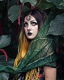 Green Leaf scarf nature lover vegan silky chiffon handmade