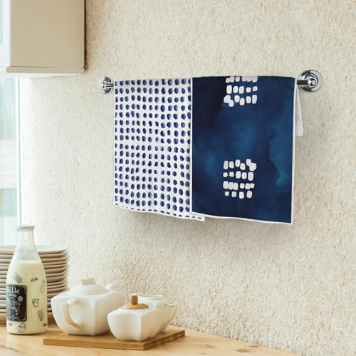 Tnuw 726 Boho Abstract Blue Polka Dot Kitchen Towels 16X24In Set Of 2, Polka Dot Dish Towels thumb #2