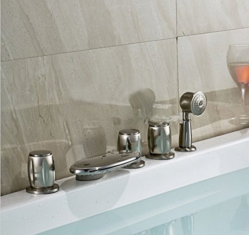 Mitigeur baignoire cascade LED nickel brossé 5 pièces Gowe trois poignées