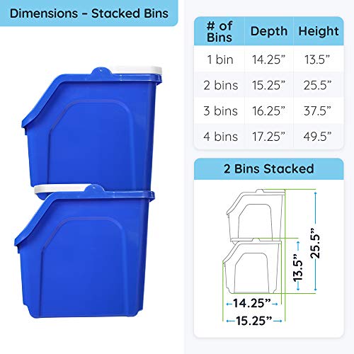 Recycling Rules 6 Gallon Stackable Recycling Bin Container In Blue, Eco-Friendly Bpa-Free Handy Recycler With Handle, 6-Pack #TOP4