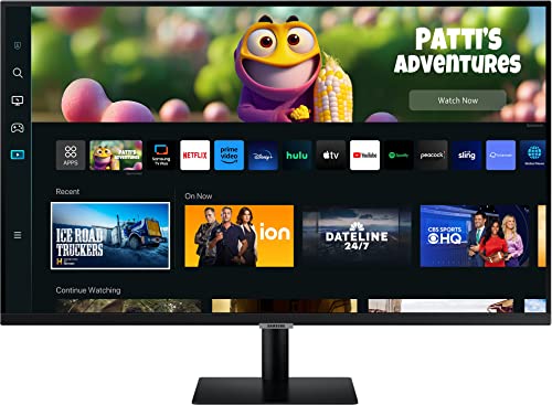 Image of Samsung 27-inch(68.58cm) M5 FHD Smart Monitor, Mouse & Keyboard Control, Smart TV apps, IoT Hub, Office 365, Apple Airplay, Dex, Speakers, Remote, Bluetooth (LS27CM500EWXXL, Black)