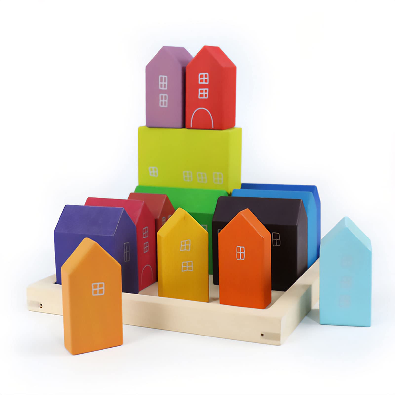 Curious Melodies Wooden Toys BlockWorlds Building Blocks - Little Village Houses | Nature Toy Block Sets