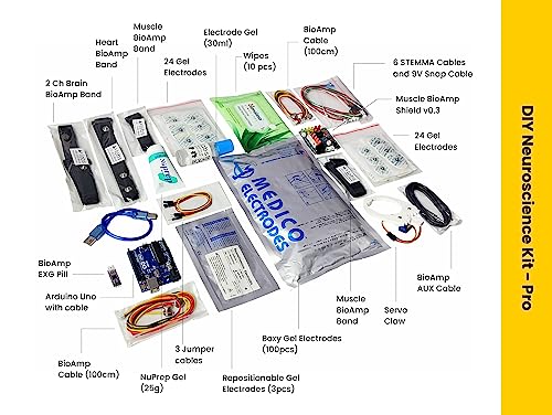 Image of DIY Neuroscience Kit Pro (2025 Edition) | Your NEUROSCIENCE LAB in a box | Arduino Uno R4 Minima Included | Measure ECG, EMG, EOG, or EEG using BioAmp EXG Pill | Free software included (Chords)