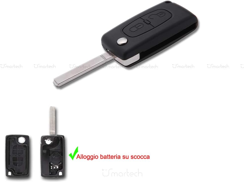 Lage A19 Car Replacement Key Shell with flip folding Uncut Blade 2 Buttons Remote Case Compatible with Citroen C2 C3 Berlingo