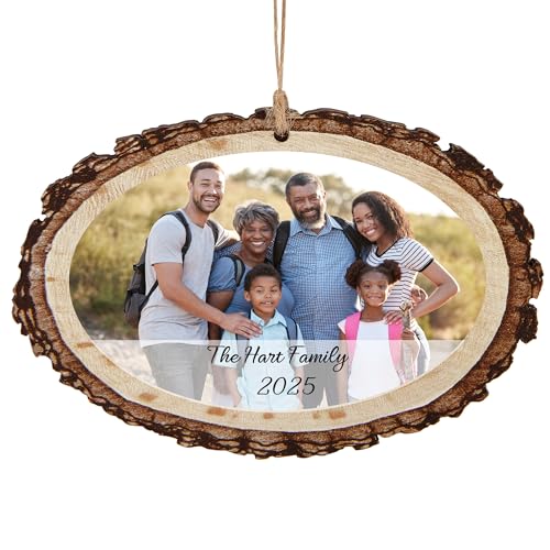 Let’s Make Memories Custom Christmas Ornament - Oval Rustic Photo w/Message