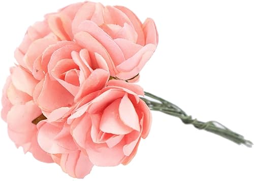 Vista 7 de Efavormart - 144 mini rosas de papel para decoración de ramos de boda