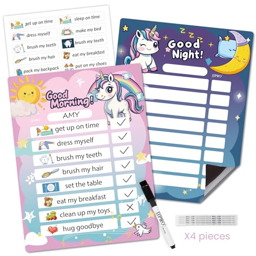 Image of Magnetic Morning Bedtime Routine Chart for Kids,Toddler Daily Schedule Board, Unicorn Behavior Chart for Kids at Home,Toddlers Schedule Board
