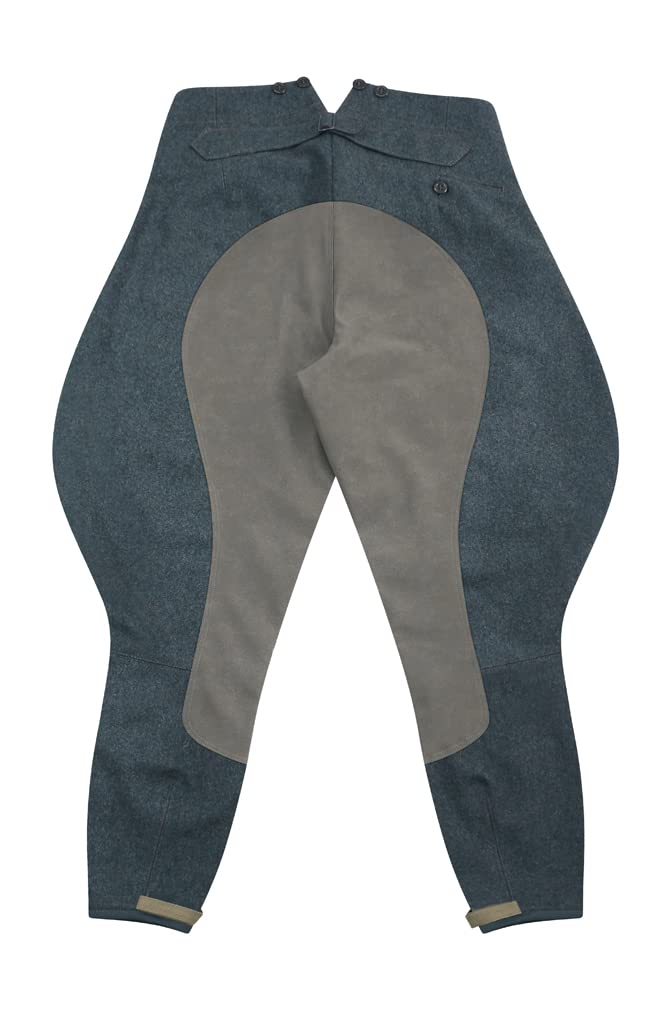 militaryharbor Pantaloni da equitazione in lana da campo italiani, blu, verde, grigio., 30/XS