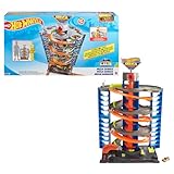 HOT WHEELS City, Mega Garage, Pista de Juguete, con 1 Vehículo a Escala, con Ascensor Giratorio, 4+ Años