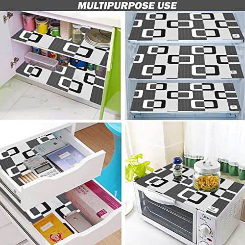 Image of Set of 1 Pc Fridge Top Cover with 6 Utility Pockets and 3 Pc Fridge Mats (Black, Set of 4)