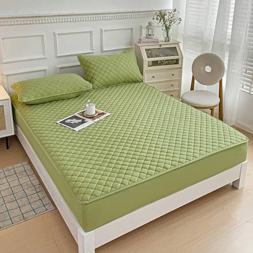 Fitted Sheet - Sábana bajera ajustable (150 x 190 cm, algodón), color verde