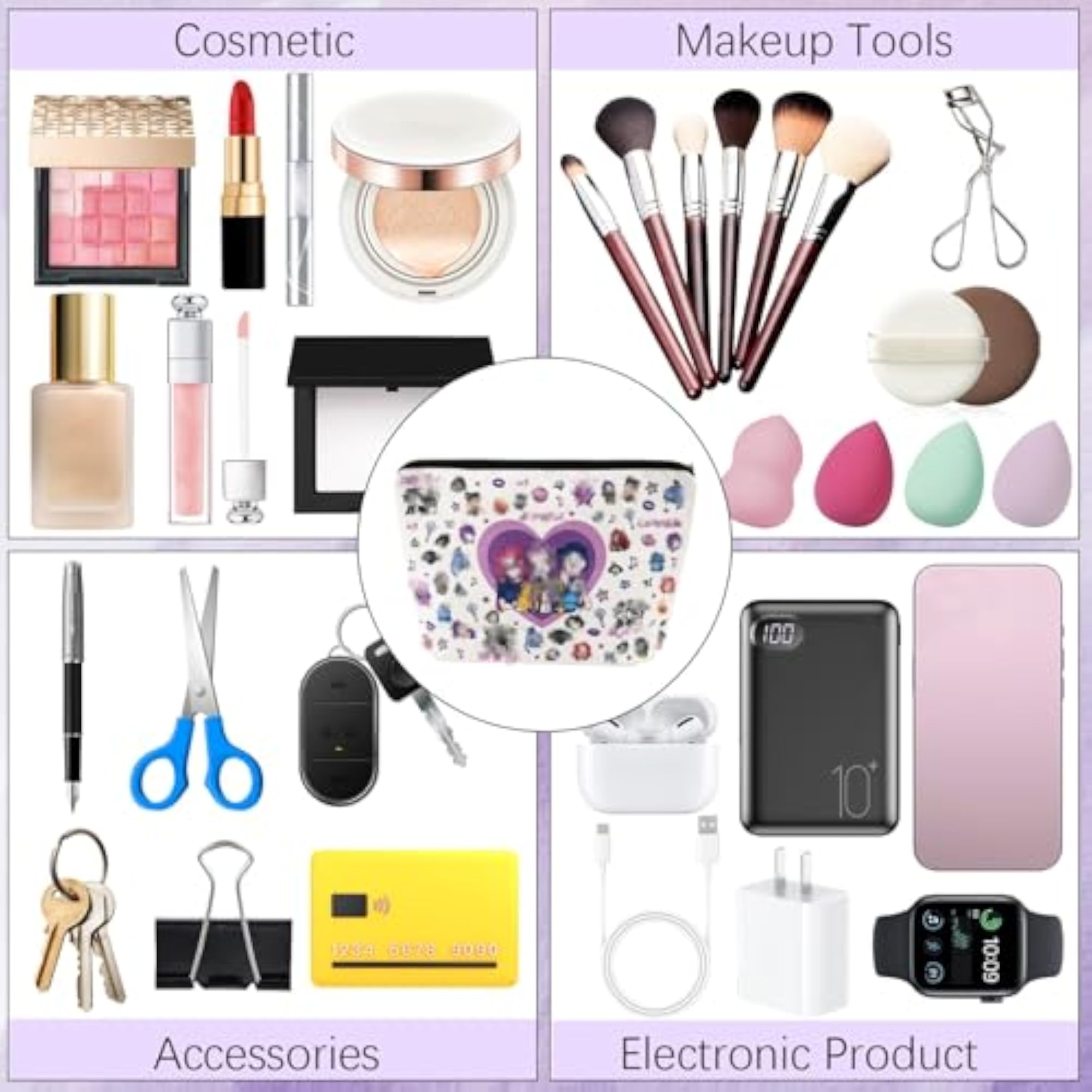 AOLI Music Lover Makeup Bag, Cartoon Design