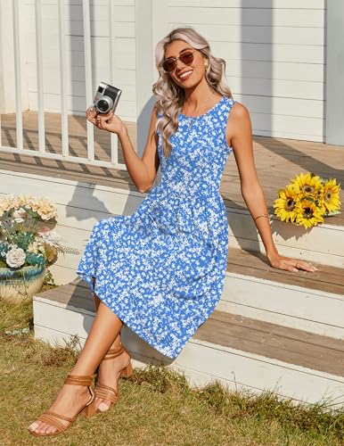 Image of Zeagoo Women's Summer Tank Midi Dress with Pockets Floral Sleeveless A-Line Casual Loose T-Shirt Dresses Beach Sundress 2026