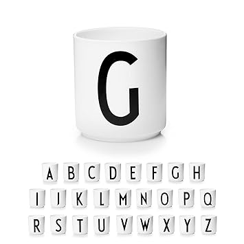 Design Letters Personal Porcelain Cup (White)  G  Decorative and stackable drinking cup with many functions. Available from A-Z. Dishwasher & microwave safe. Accessories are sold separately. 250 ml