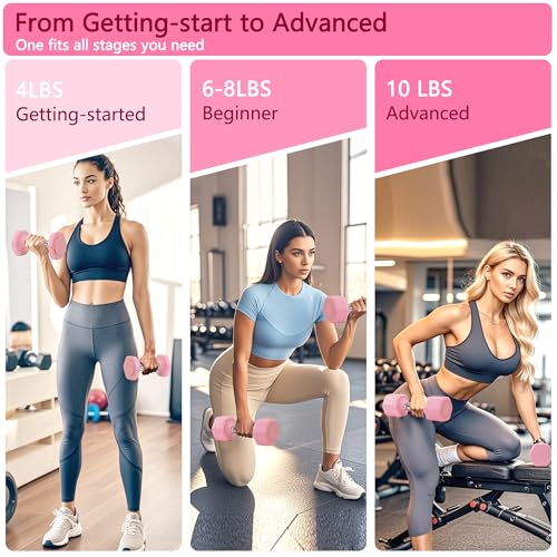 Image of Adjustable Dumbbell Set of 2 Total 20 Lbs 4-in-1 Each 4lb 6lb 8lb 10lb 1s-Adjust Dual-Stable Free Weights for Women Men Home Gym Outdoor Workouts