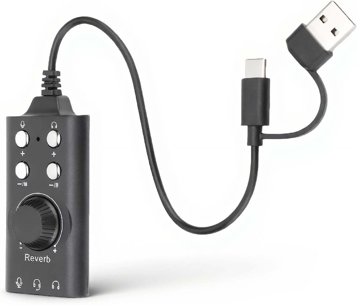 USB Sound Card, External Sound Card with Volume Control and Voice Changer, USB to 3.5mm Audio Adapter for PC Laptop Computer