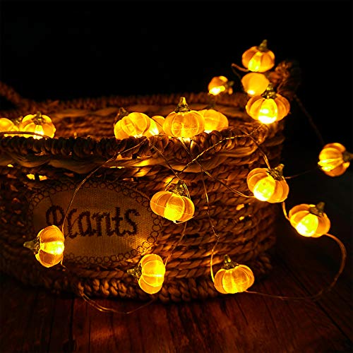 Bohon Halloween Lights 3D Jack-O-Lantern 10Ft 30 Leds Pumpkin String Lights Battery Powered Orange Lights For Halloween Party Indoor Fall Outdoor Harvest Thanksgiving Decorations #TOP6