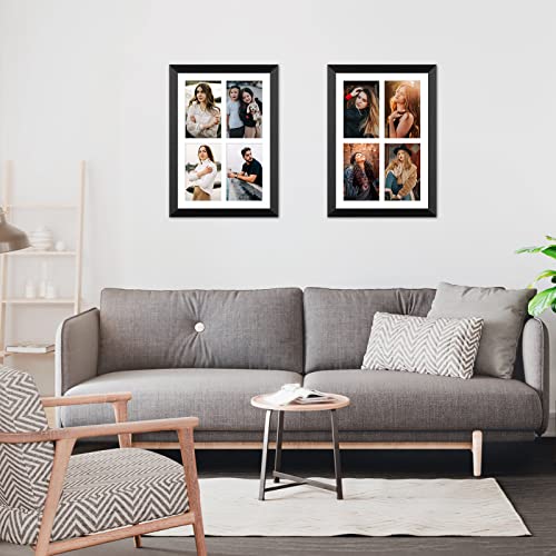 Ksroecud 9X13 Collage Frame With 4 Openings 4X6 Pictures, Multiple Picture Frame With Mat, Wall Or Tabletop Decor, Black Wood Grain,2 Pack #TOP6
