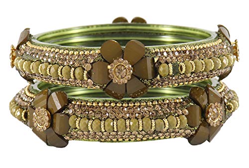 Image of NMII Viral Multi Colour Glass Bangles with Golden Ghungroo Charms & Stone Work For Women & Girls | Fancy Designer Glass Bangle | Traditional Chudi | Kanch Ki Churi | Stylish Ghungroo Bangle For Women