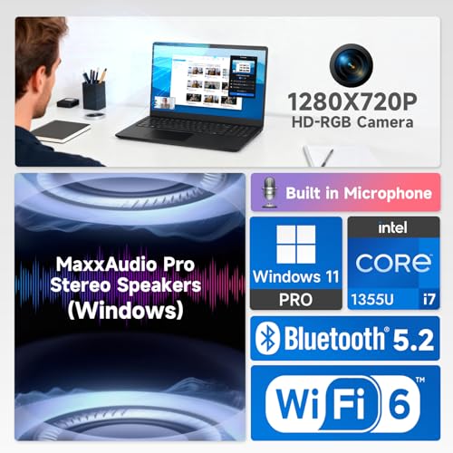 Image of Dell 15 Touchscreen Business Laptop, Intel 10-Core i7-1355U, 15.6 FHD 220nits Display, 32GB RAM & 1TB SSD, Windows 11 Pro, AI Copilot