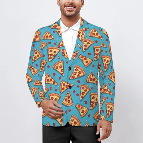 Italy Pizza Pattern Mens Suit Jacket Lapel Blazers 2 Button Business Coat Tuxedo for Wedding Dinner2