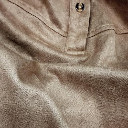 Women's Western Faux Suede Midi Dress Casual Collared V Neck Fall Dress - image 7