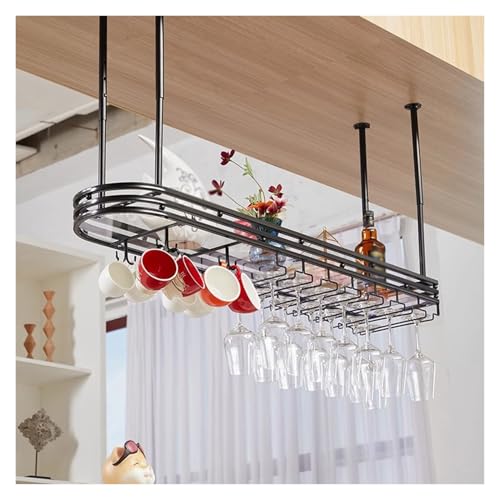 Porte-verres à vin réglable et étagère de rangement suspendue au plafond pour bar