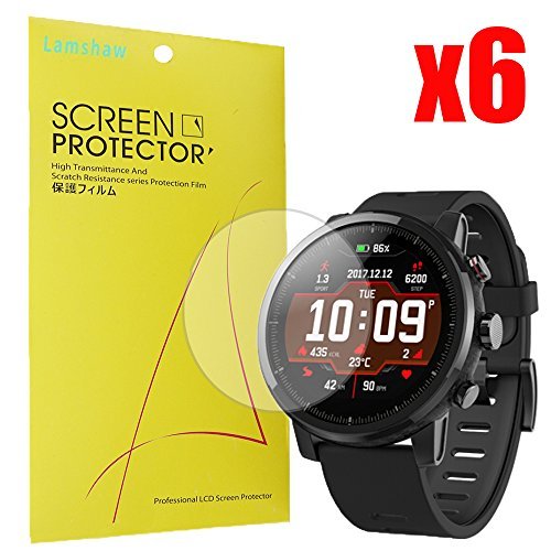 Lamshaw for Amazfit Stratos Screen Protector, Premium High Definition Ultra Clear for Amazfit Stratos Multisport GPS Smartwatch (6 Pack)